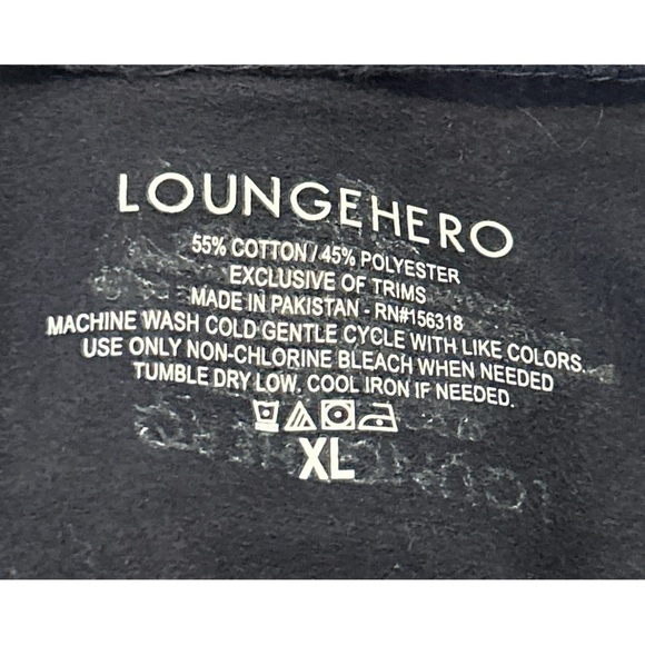 Loungehero Men's Black Pocket Joggers Drawstring Waist X Large - Picture 5 of 6